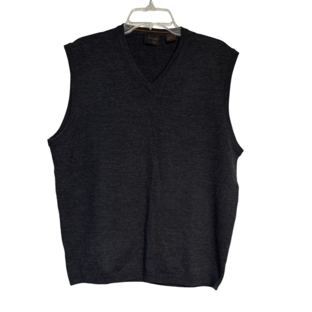 Joseph Mens Gray Merino Wool Blend‎ V Neck Sleeveless Sweater Vest Large